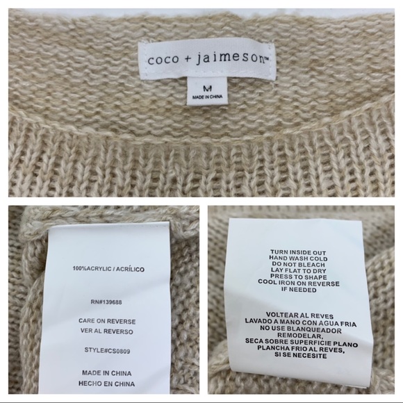 Coco & Jaimeson Oversized Boucle Loop Knit Textured Crewneck Sweater Size Medium - Picture 13 of 15